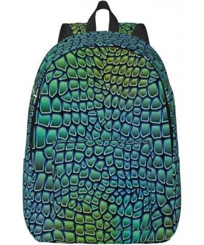 Alligator Skin Print Casual Double Shoulder Daypack,Anti-Theft Travel Canvas Backpack For Men And Women Black Medium $19.01 B...