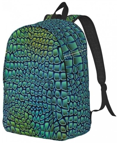 Alligator Skin Print Casual Double Shoulder Daypack,Anti-Theft Travel Canvas Backpack For Men And Women Black Medium $19.01 B...