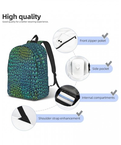 Alligator Skin Print Casual Double Shoulder Daypack,Anti-Theft Travel Canvas Backpack For Men And Women Black Medium $19.01 B...