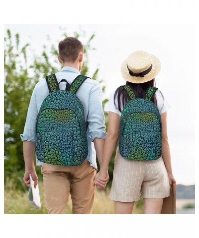 Alligator Skin Print Casual Double Shoulder Daypack,Anti-Theft Travel Canvas Backpack For Men And Women Black Medium $19.01 B...