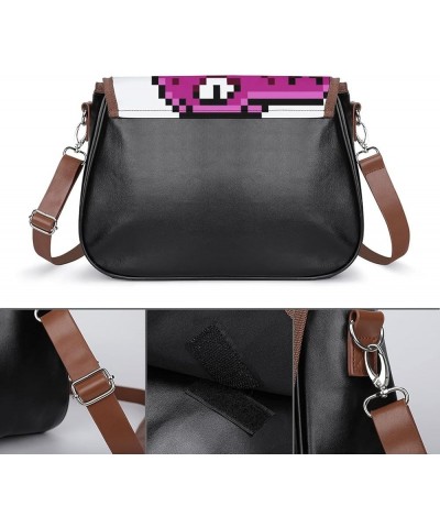 Printed Crossbody Bags Women City Leather Shoulder Bag Satchel Hobo Bags Trendy Pirate Skull Bones Color10 $20.64 Hobo Bags