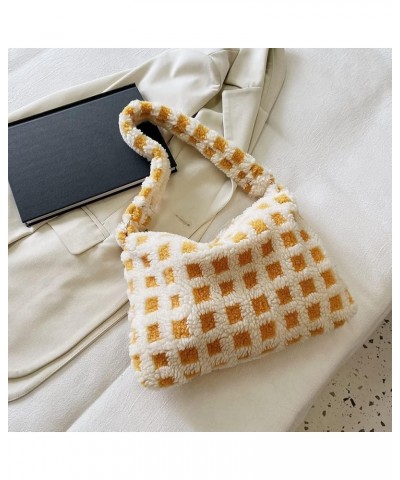 Fashion Shoulr Bag Retro Warm Autumn nter Unrarm Bag Fluffy er Small for Travel Work for Ladi Girl Beige Checkered $6.76 Shou...