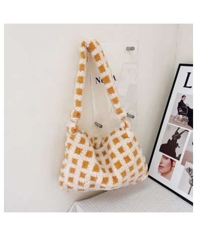 Fashion Shoulr Bag Retro Warm Autumn nter Unrarm Bag Fluffy er Small for Travel Work for Ladi Girl Beige Checkered $6.76 Shou...