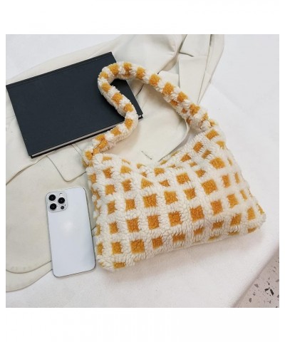 Fashion Shoulr Bag Retro Warm Autumn nter Unrarm Bag Fluffy er Small for Travel Work for Ladi Girl Beige Checkered $6.76 Shou...