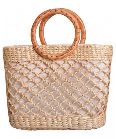 Handwoven Rattan Bag for Women, Handmade Handbag Purse Straw Bag Shoulder Bag Beach Style Yellow-large $15.00 Shoulder Bags