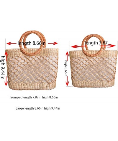 Handwoven Rattan Bag for Women, Handmade Handbag Purse Straw Bag Shoulder Bag Beach Style Yellow-large $15.00 Shoulder Bags