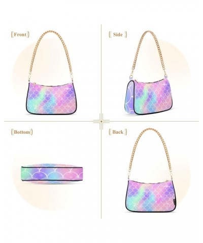 Shoulder Bag Rainbow Magic Mermaid Scales Women Clutch Handbag Shoulder Purch Boho Bag Date Chain Bag Tote Bag Spring Holiday...