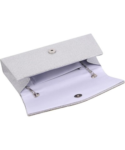 Flap Dazzling Clutch Bag Evening Bag With Detachable Chain Silver Rhinestone $13.56 Evening Bags