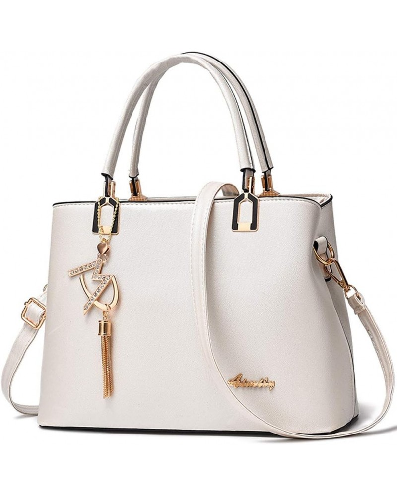 Handbag Shoulder Bag Fashion Ladies PU Leather Tote Messenger Bag Tote Bag White $25.98 Totes