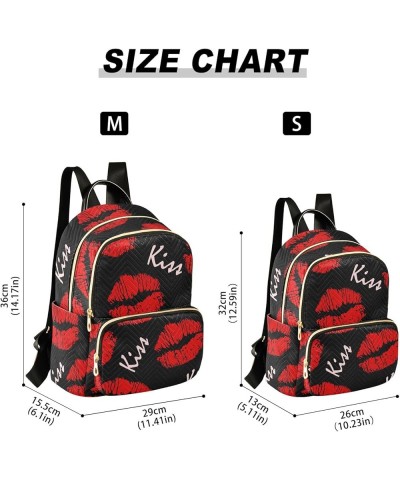 Mini Backpack Purse for Women Lightweight Girls Small Size Red Lips Kiss School Teens College Traveling Medium $16.17 Backpacks