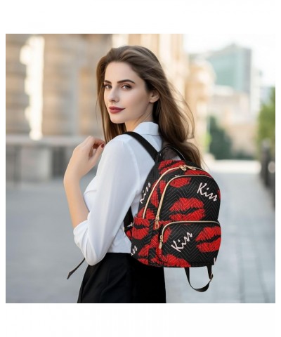 Mini Backpack Purse for Women Lightweight Girls Small Size Red Lips Kiss School Teens College Traveling Medium $16.17 Backpacks