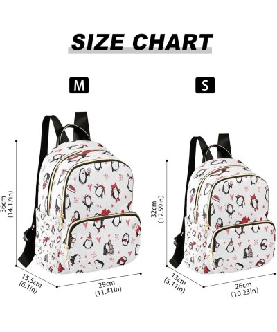 Cute Winter Penguins Pattern Mini Backpack Purse for Women, Travel Backpack Fashion Backpack Lightweight Shoulder Bag Small C...