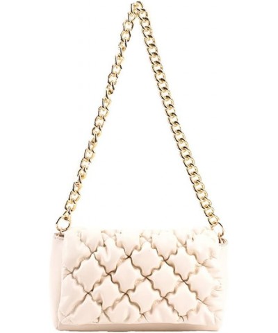 Quilted Purse for Women Classic Shoulder Bag Designer Crossbody Bag with Chain Strap White $11.43 Shoulder Bags