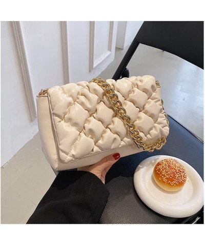 Quilted Purse for Women Classic Shoulder Bag Designer Crossbody Bag with Chain Strap White $11.43 Shoulder Bags