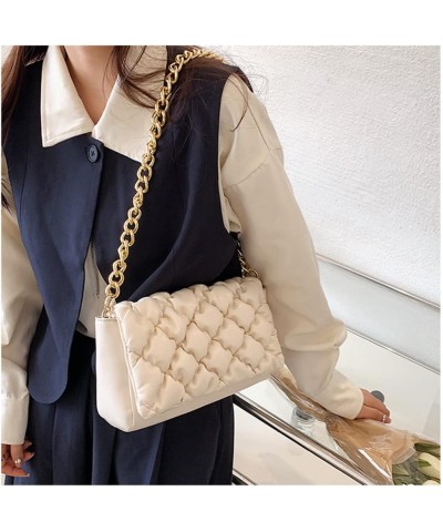 Quilted Purse for Women Classic Shoulder Bag Designer Crossbody Bag with Chain Strap White $11.43 Shoulder Bags