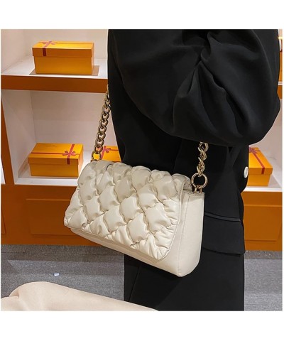 Quilted Purse for Women Classic Shoulder Bag Designer Crossbody Bag with Chain Strap White $11.43 Shoulder Bags