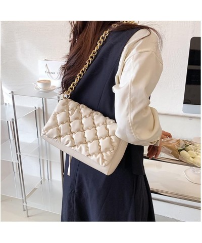 Quilted Purse for Women Classic Shoulder Bag Designer Crossbody Bag with Chain Strap White $11.43 Shoulder Bags