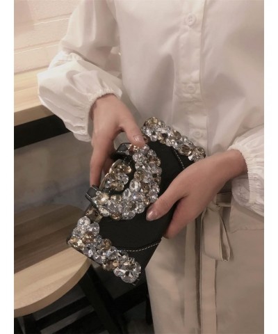 Genuine Leather Women's Wallet Ladies crystal Evening Clutch Bag Coin Purses Button Multi-card Rhinestone Fashion Female $51....