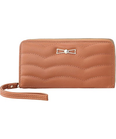 Fashion Women ID Long Wallet Bag Bow Tie Zipper Purse Multiple Card Slots Clutch Bag Wallet with Key (Pink, One Size) Brown O...