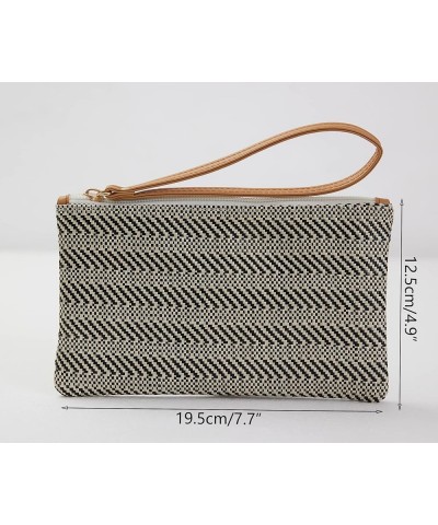 Straw Clutch Bag Womens Bohemian Summer Beach Straw Purse Handbag Zipper Wristlet Wallets For Women Girls Navy $11.75 Totes