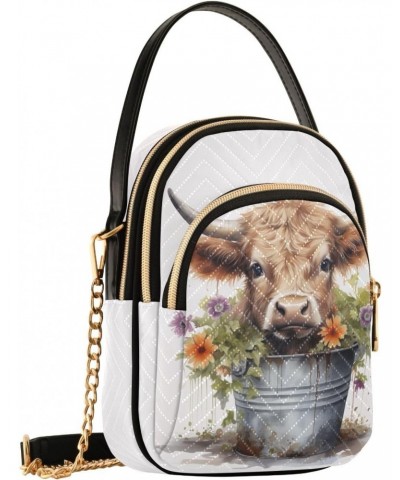 Cow in A Flowers Pot Small Crossbody Bags for Women Cell Phone Shoulder Purse Handbags Wallet 21214598 $12.88 Crossbody Bags