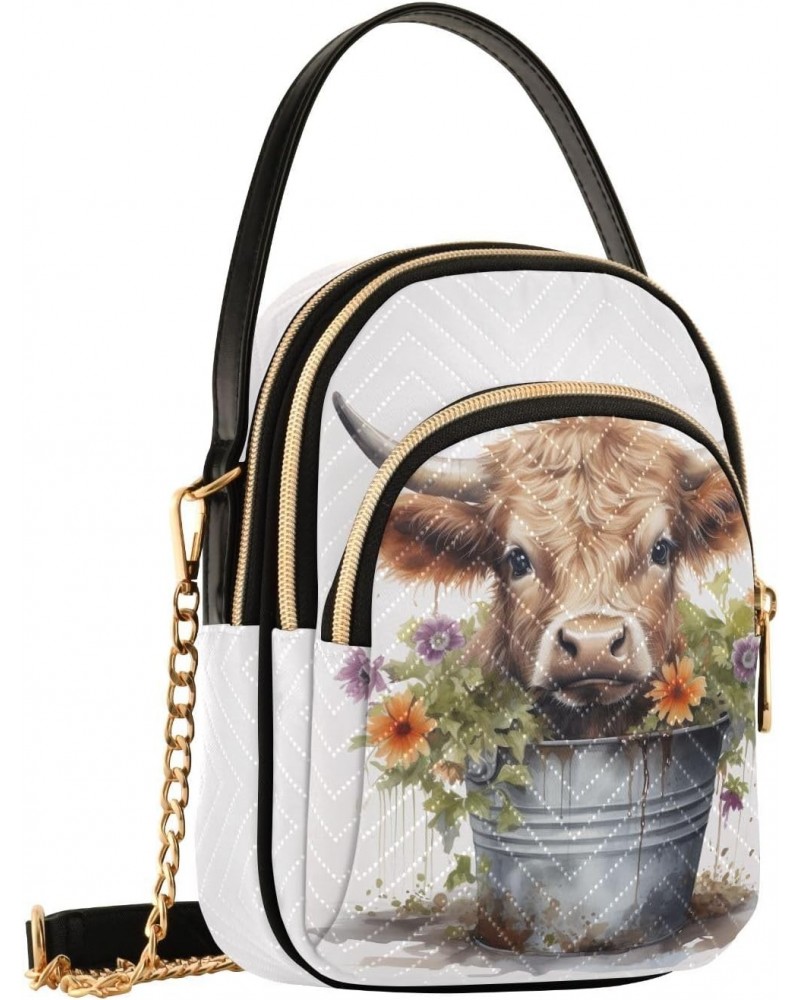 Cow in A Flowers Pot Small Crossbody Bags for Women Cell Phone Shoulder Purse Handbags Wallet 21214598 $12.88 Crossbody Bags