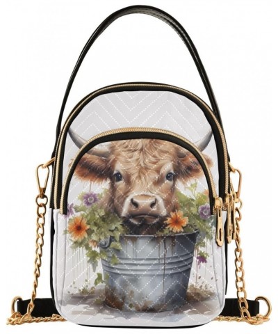 Cow in A Flowers Pot Small Crossbody Bags for Women Cell Phone Shoulder Purse Handbags Wallet 21214598 $12.88 Crossbody Bags