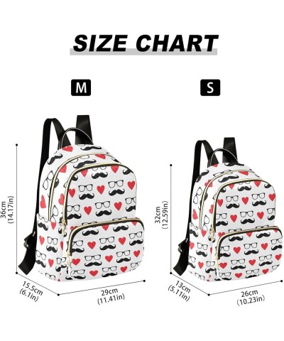 Backpack Purse for Women Mustache Red Heart, Mini Fashion Backpack Valentine's Day Lightweight Casual Daypack Shoulder Bag Tr...