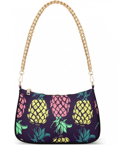 Pineapple Fruit Shoulder Bag for Women Hobo Bags Small Chain Shoulder Bags Clutch Handbag Tote Crossbody Bag Purse with Zippe...