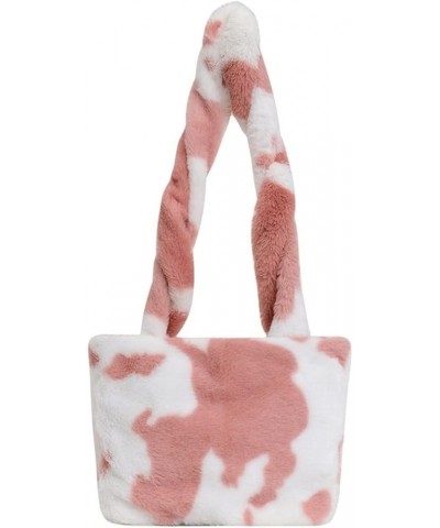 Women Kawaii Cow Print Crossbody Shoulder Bag, Cute Faux Fur Soft Warm Tote Handbag (Black) Pink $10.02 Totes