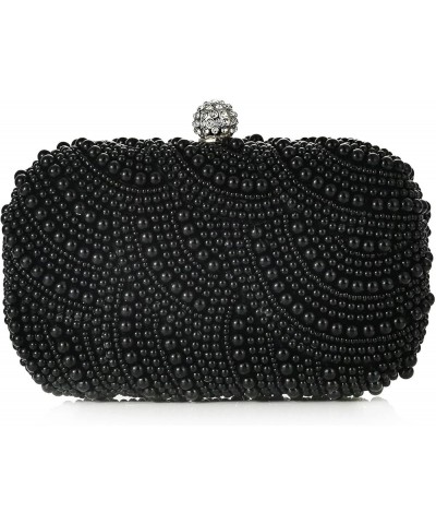 Women Pearl Evening Clutch Bag Handmade Full Beaded Elegant Bridal Purse Crossbody Handbag For Wedding Party Prom Black $21.8...