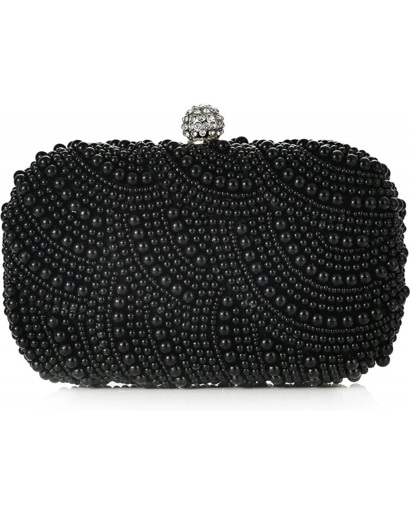 Women Pearl Evening Clutch Bag Handmade Full Beaded Elegant Bridal Purse Crossbody Handbag For Wedding Party Prom Black $21.8...