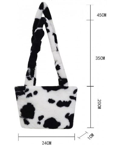 Women Kawaii Cow Print Crossbody Shoulder Bag, Cute Faux Fur Soft Warm Tote Handbag (Black) Pink $10.02 Totes