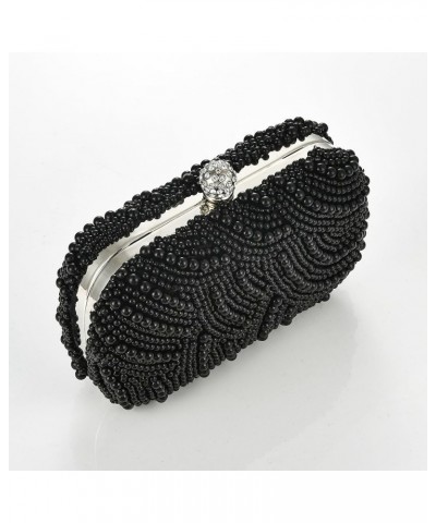 Women Pearl Evening Clutch Bag Handmade Full Beaded Elegant Bridal Purse Crossbody Handbag For Wedding Party Prom Black $21.8...