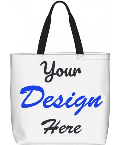 Custom Tote Bag Add Your Photo Logo Text Personalized Shoulder Bags Custom Bags With Logo Women for Shopping Bag White $9.02 ...