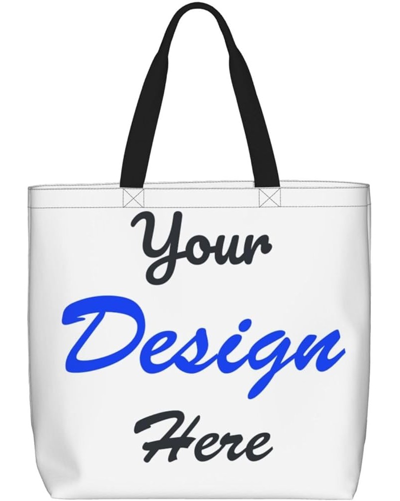 Custom Tote Bag Add Your Photo Logo Text Personalized Shoulder Bags Custom Bags With Logo Women for Shopping Bag White $9.02 ...