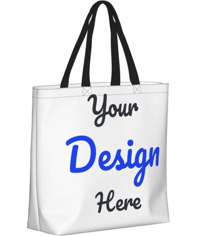 Custom Tote Bag Add Your Photo Logo Text Personalized Shoulder Bags Custom Bags With Logo Women for Shopping Bag White $9.02 ...