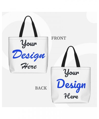 Custom Tote Bag Add Your Photo Logo Text Personalized Shoulder Bags Custom Bags With Logo Women for Shopping Bag White $9.02 ...