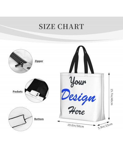 Custom Tote Bag Add Your Photo Logo Text Personalized Shoulder Bags Custom Bags With Logo Women for Shopping Bag White $9.02 ...