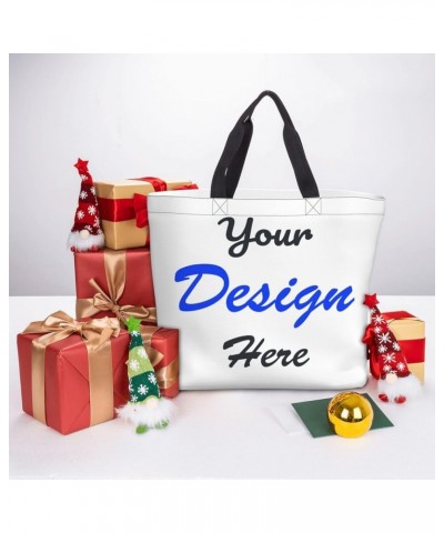 Custom Tote Bag Add Your Photo Logo Text Personalized Shoulder Bags Custom Bags With Logo Women for Shopping Bag White $9.02 ...