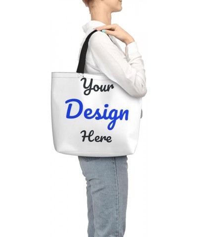 Custom Tote Bag Add Your Photo Logo Text Personalized Shoulder Bags Custom Bags With Logo Women for Shopping Bag White $9.02 ...