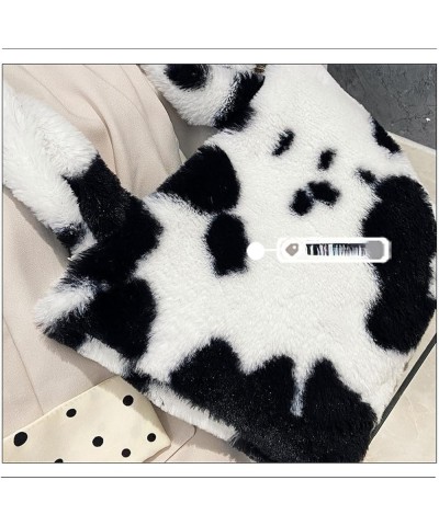 Women Kawaii Cow Print Crossbody Shoulder Bag, Cute Faux Fur Soft Warm Tote Handbag (Black) Pink $10.02 Totes