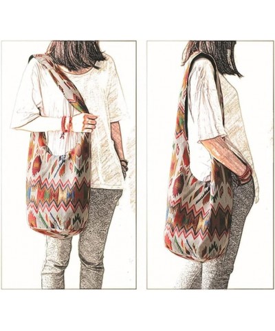 Shoulder Bag for women Hippie Crossbody Bag Bohemian Satchel Printed Cotton Linen Hobo Bag Purse Style 13 $13.15 Totes