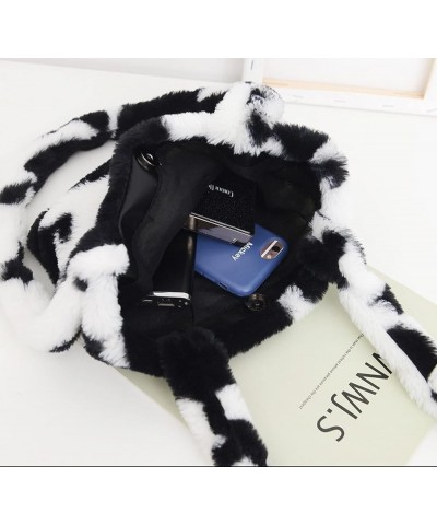 Women Kawaii Cow Print Crossbody Shoulder Bag, Cute Faux Fur Soft Warm Tote Handbag (Black) Pink $10.02 Totes