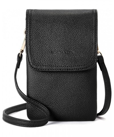 Leather Small Crossbody Bags for Women Designer Cell Phone Bag Wallet Purses Adjustable Strap B-02-pebble Black $13.27 Crossb...