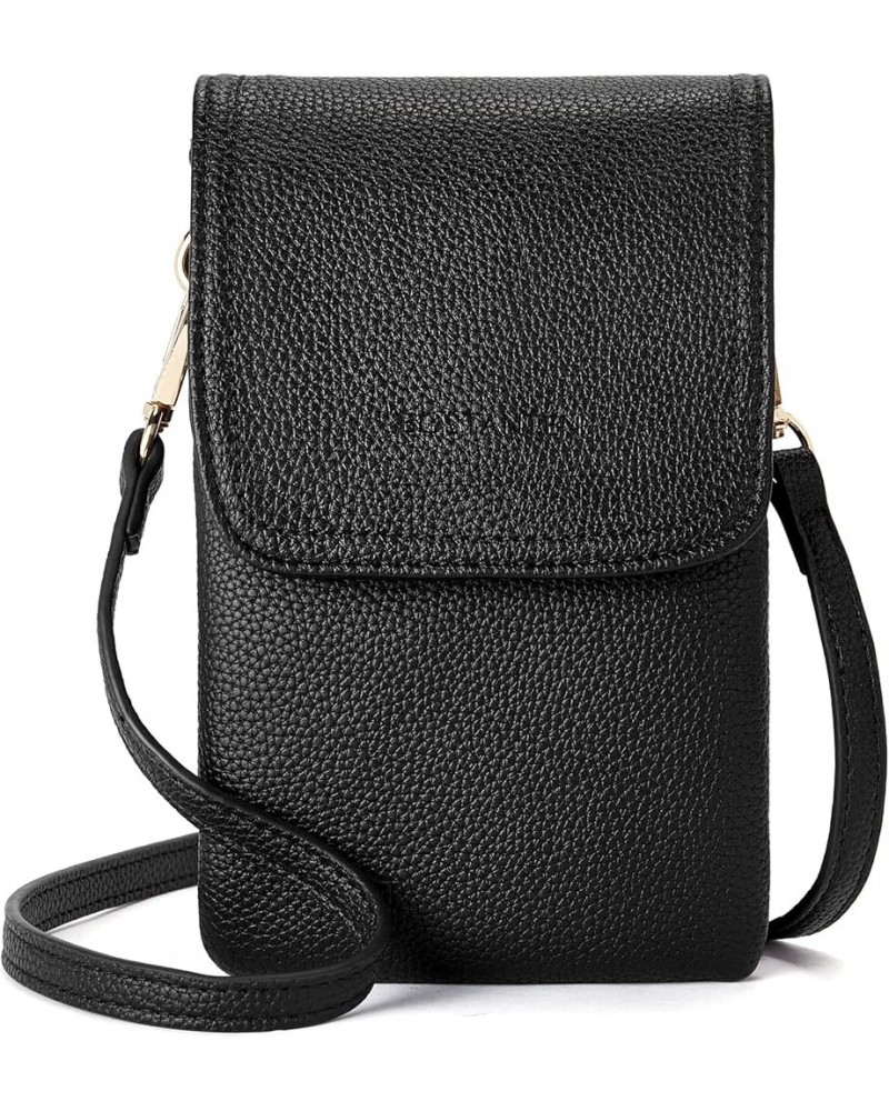 Leather Small Crossbody Bags for Women Designer Cell Phone Bag Wallet Purses Adjustable Strap B-02-pebble Black $13.27 Crossb...