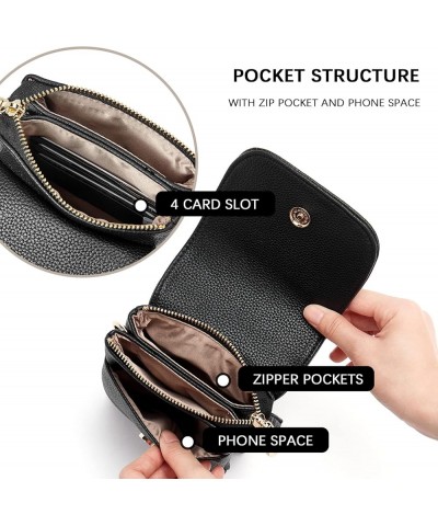 Leather Small Crossbody Bags for Women Designer Cell Phone Bag Wallet Purses Adjustable Strap B-02-pebble Black $13.27 Crossb...