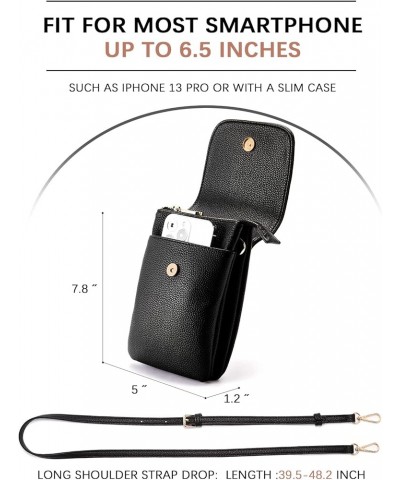 Leather Small Crossbody Bags for Women Designer Cell Phone Bag Wallet Purses Adjustable Strap B-02-pebble Black $13.27 Crossb...