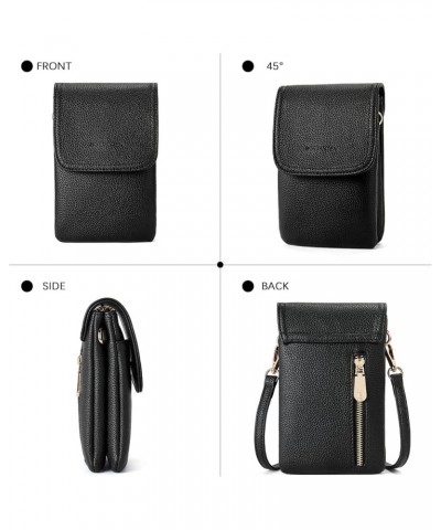 Leather Small Crossbody Bags for Women Designer Cell Phone Bag Wallet Purses Adjustable Strap B-02-pebble Black $13.27 Crossb...