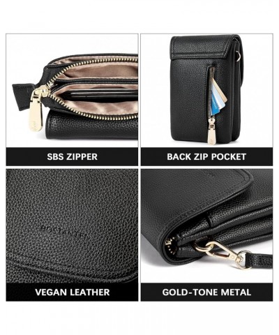 Leather Small Crossbody Bags for Women Designer Cell Phone Bag Wallet Purses Adjustable Strap B-02-pebble Black $13.27 Crossb...